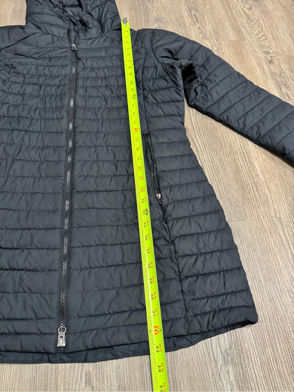 Columbia Womens Black White Out Mid Omni Heat Puffer Hooded Jacket  XL XK0679 - Picture 7 of 8